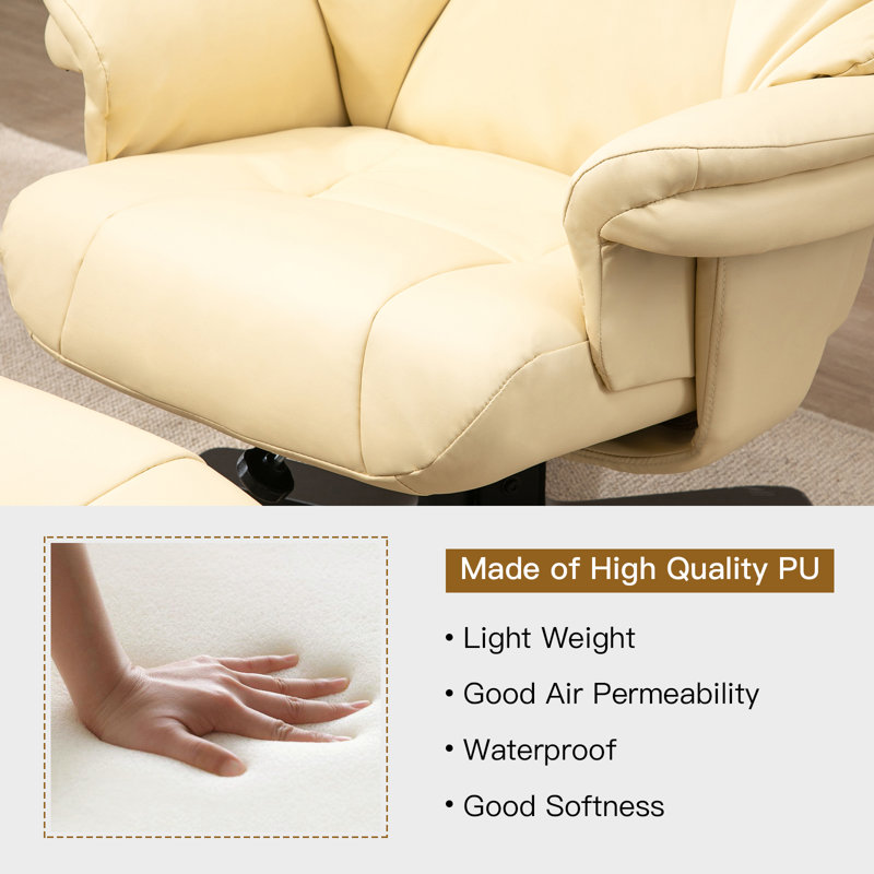 Ebern Designs Vegan Leather Swivel Recliner with Ottoman Wayfair